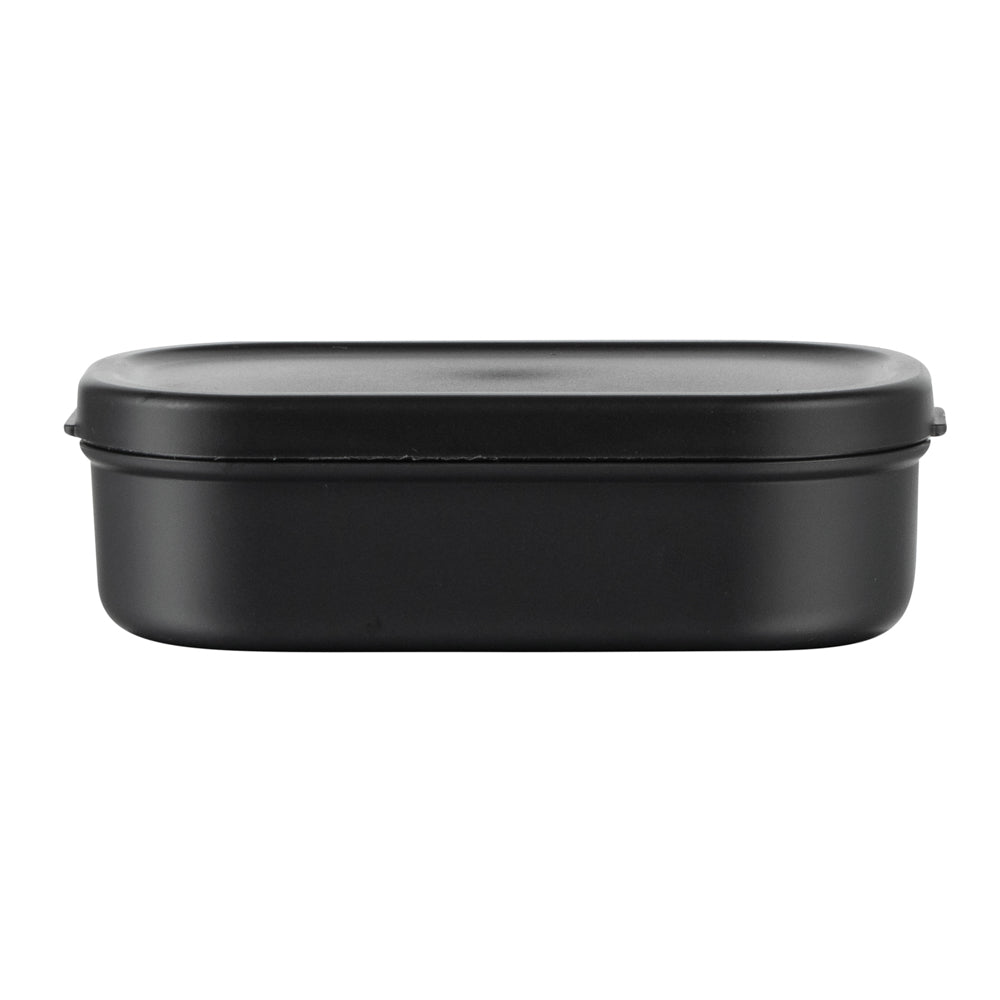 Bento Tek 3 oz Black Buddha Box Snack / Sauce Container - with Black Lid - 3 3/4" x 2 1/4" x 1 1/4" - 4 count box