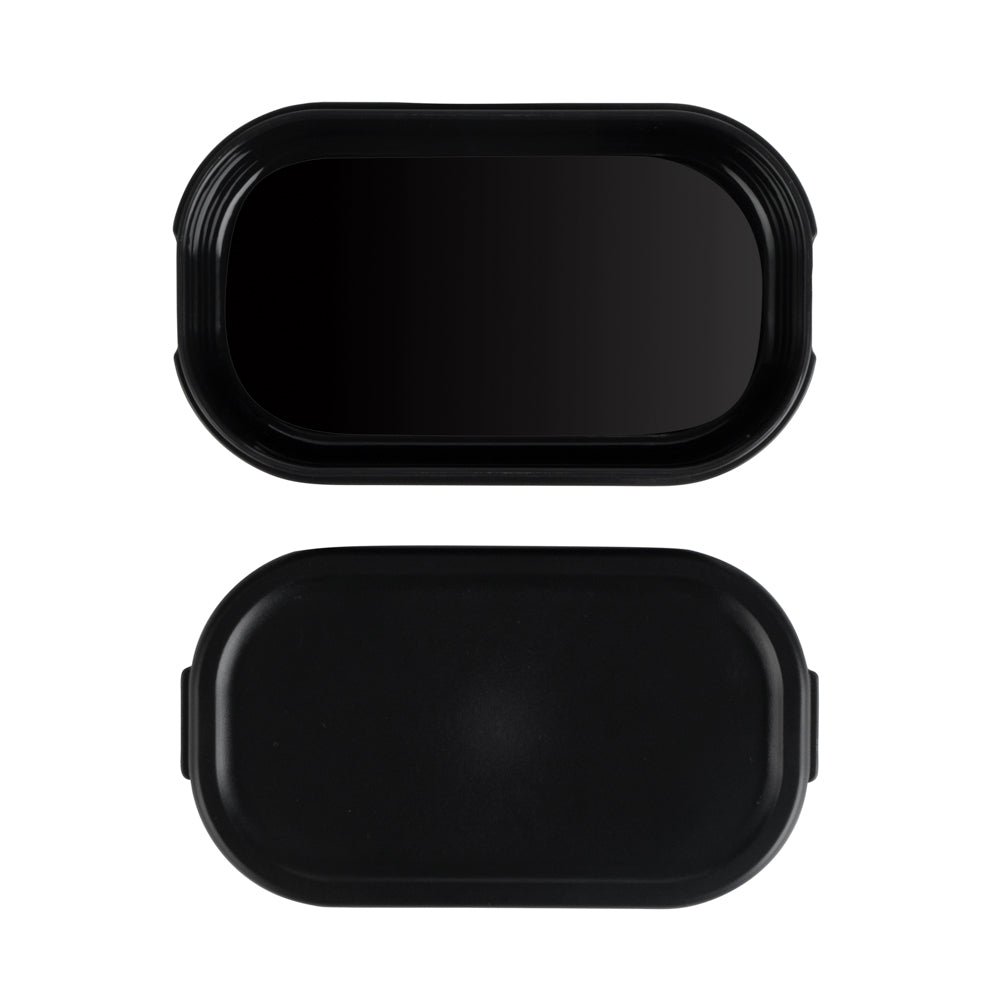 Bento Tek 3 oz Black Buddha Box Snack / Sauce Container - with Black Lid - 3 3/4" x 2 1/4" x 1 1/4" - 4 count box