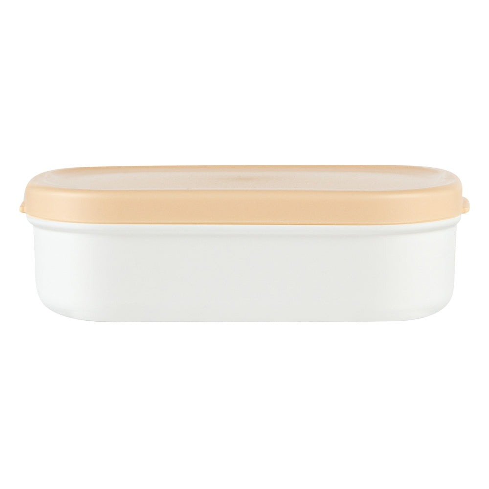 Bento Tek 3 oz White Buddha Box Snack / Sauce Container - with Beige Lid - 3 3/4" x 2 1/4" x 1 1/4" - 4 count box