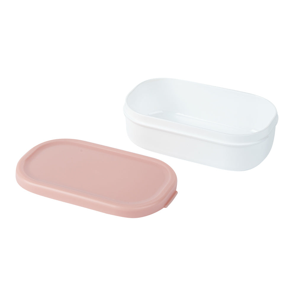 Bento Tek 3 oz White Buddha Box Snack / Sauce Container - with Pink Lid - 3 3/4" x 2 1/4" x 1 1/4" - 4 count box