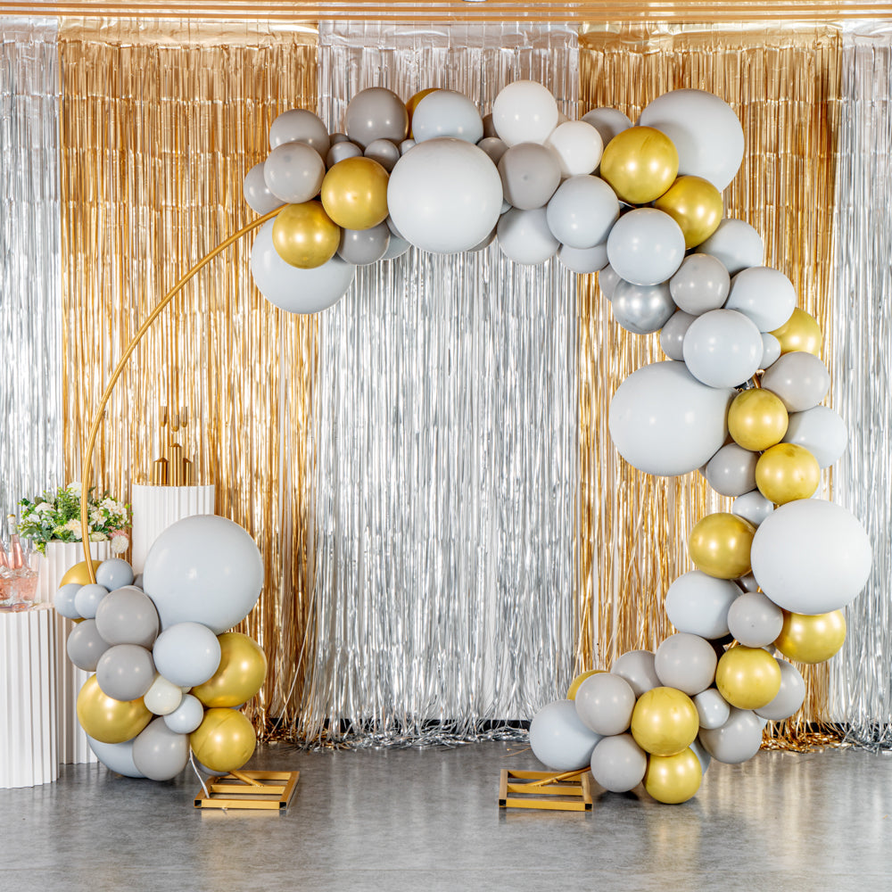 Balloonify Gray, White and Gold Balloon Arch / Garland Kit - 121 Pieces - 1 count box