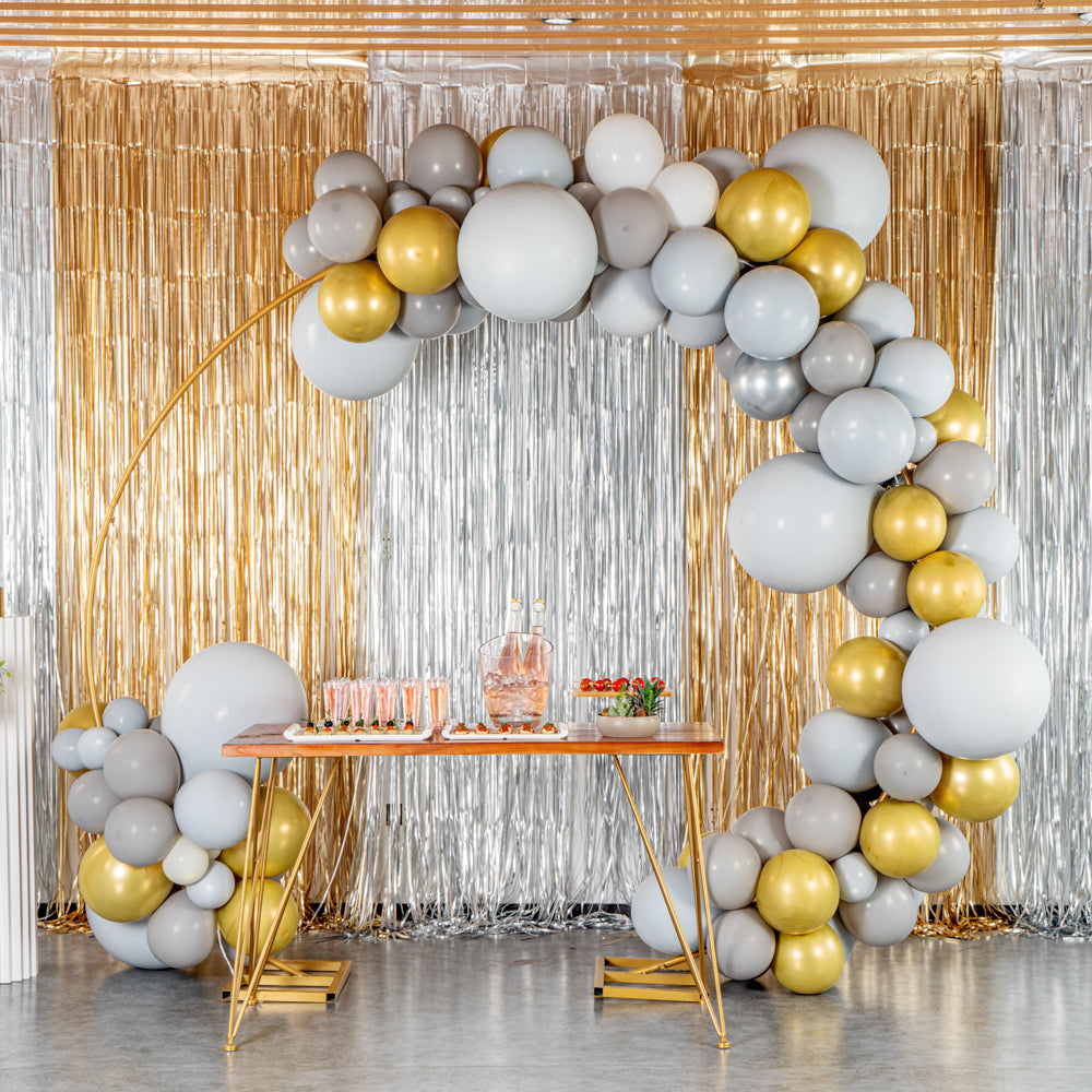 Balloonify Gray, White and Gold Balloon Arch / Garland Kit - 121 Pieces - 1 count box
