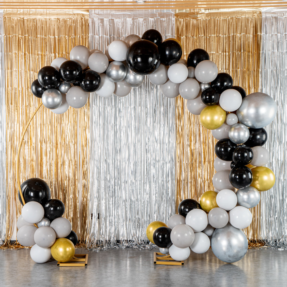 Balloonify Gray, Black and Gold Balloon Arch / Garland Kit - 136 Pieces - 1 count box