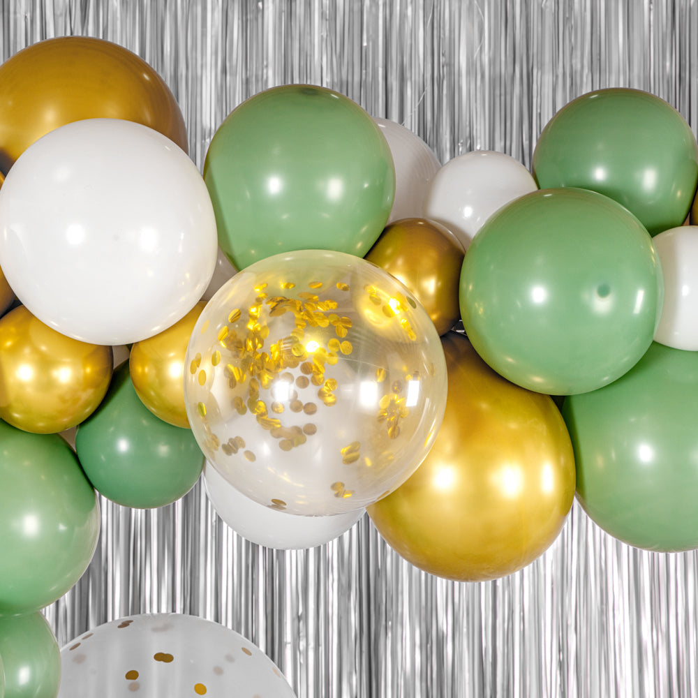 Balloonify Green, White and Gold Balloon Arch / Garland Kit - 119 Pieces - 1 count box
