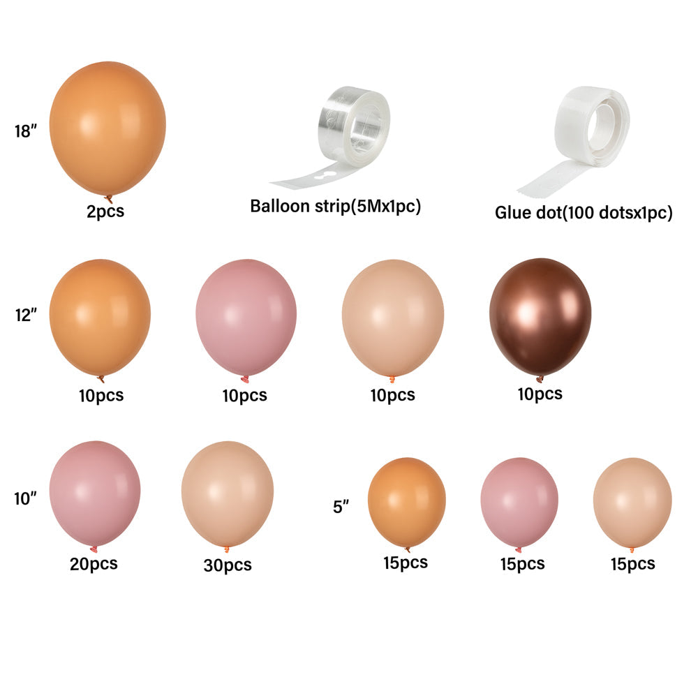 Balloonify Nude, Pink and Rose Gold Balloon Arch / Garland Kit - 139 Pieces - 1 count box