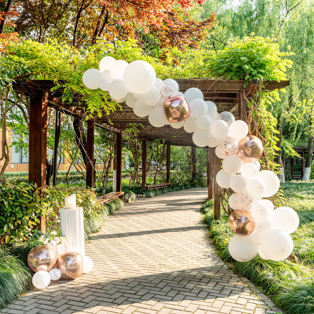 Balloonify White and Rose Gold Balloon Arch / Garland Kit - 113 Pieces - 1 count box