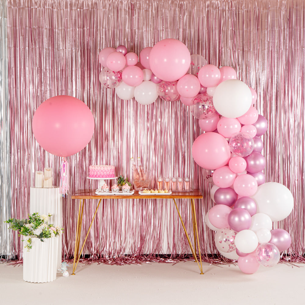 Balloonify Metallic Pink and White Balloon Arch / Garland Kit - 106 Pieces - 1 count box