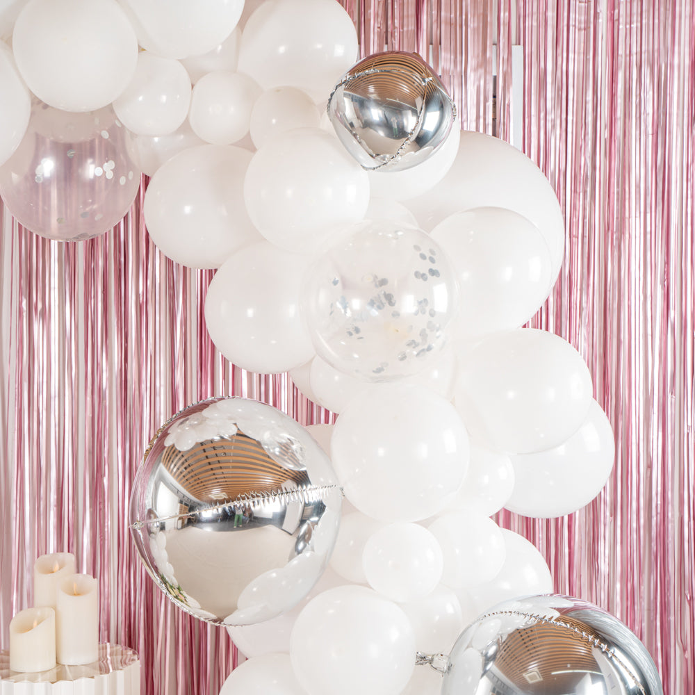Balloonify White and Silver Balloon Arch / Garland Kit - 125 Pieces - 1 count box