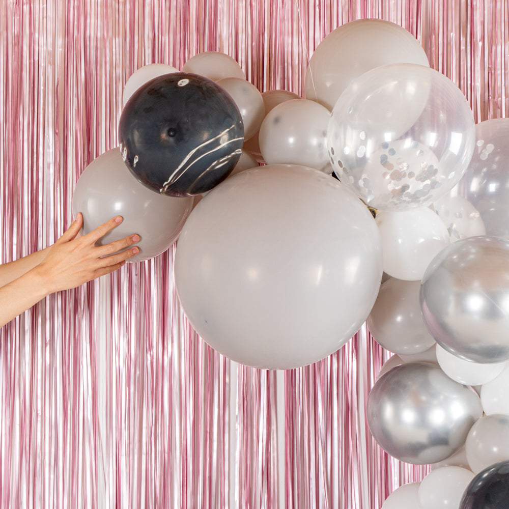 Balloonify Gray and Metallic Silver Balloon Arch / Garland Kit - 104 Pieces - 1 count box