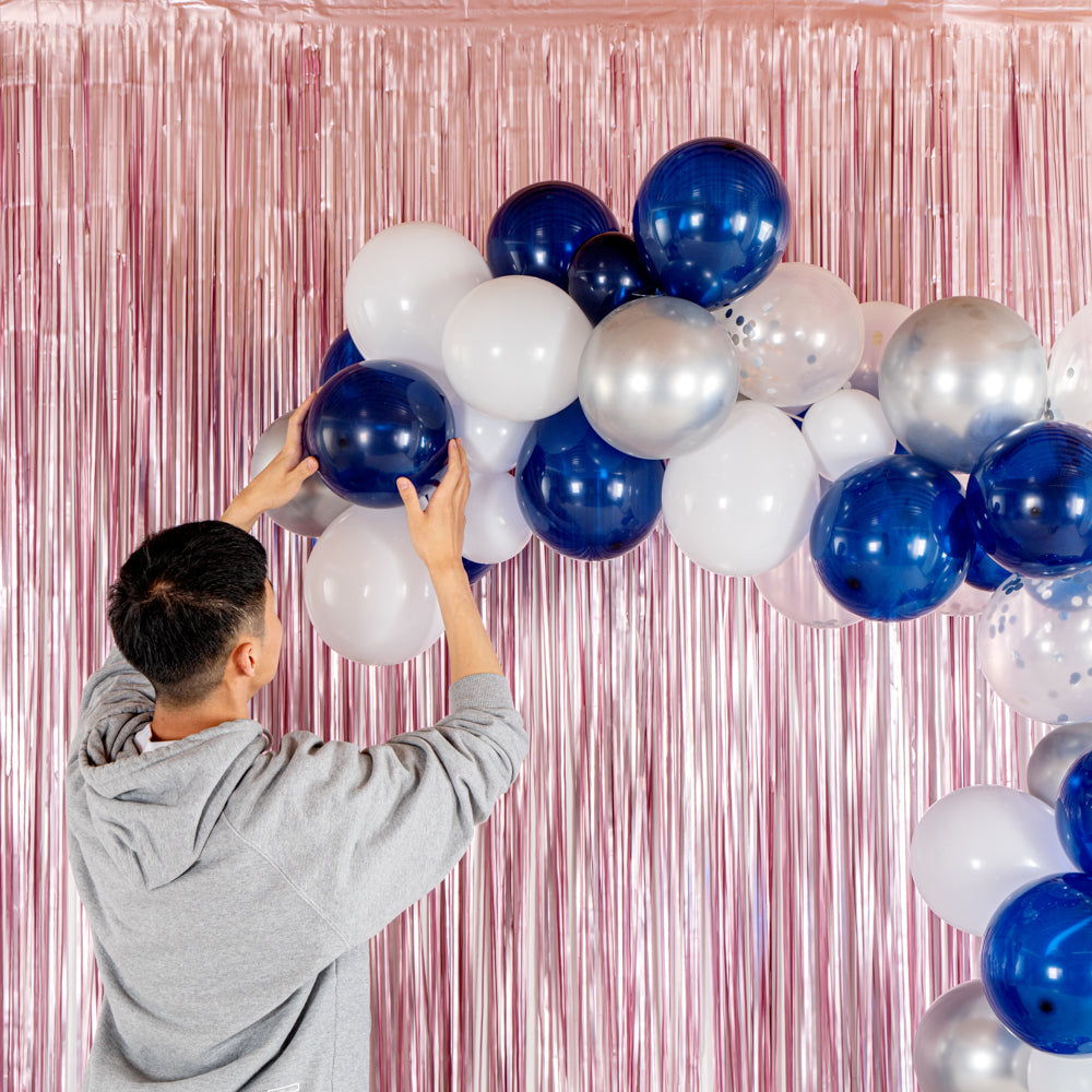 Balloonify Navy, White and Silver Balloon Arch / Garland Kit - 122 Pieces - 1 count box