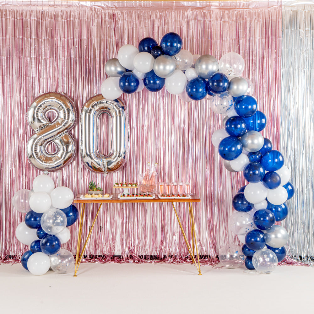 Balloonify Navy, White and Silver Balloon Arch / Garland Kit - 122 Pieces - 1 count box