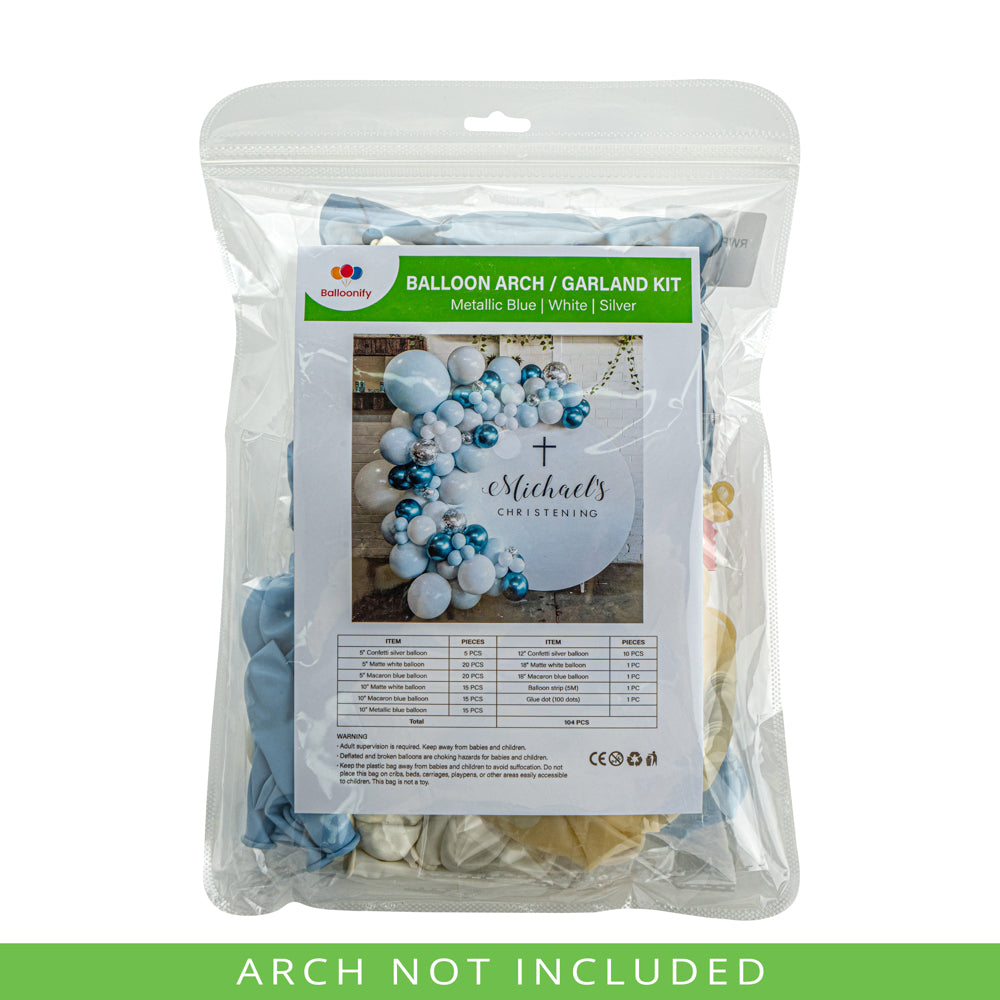 Balloonify Navy and Sky Blue Balloon Arch / Garland Kit - 106 Pieces - 1 count box
