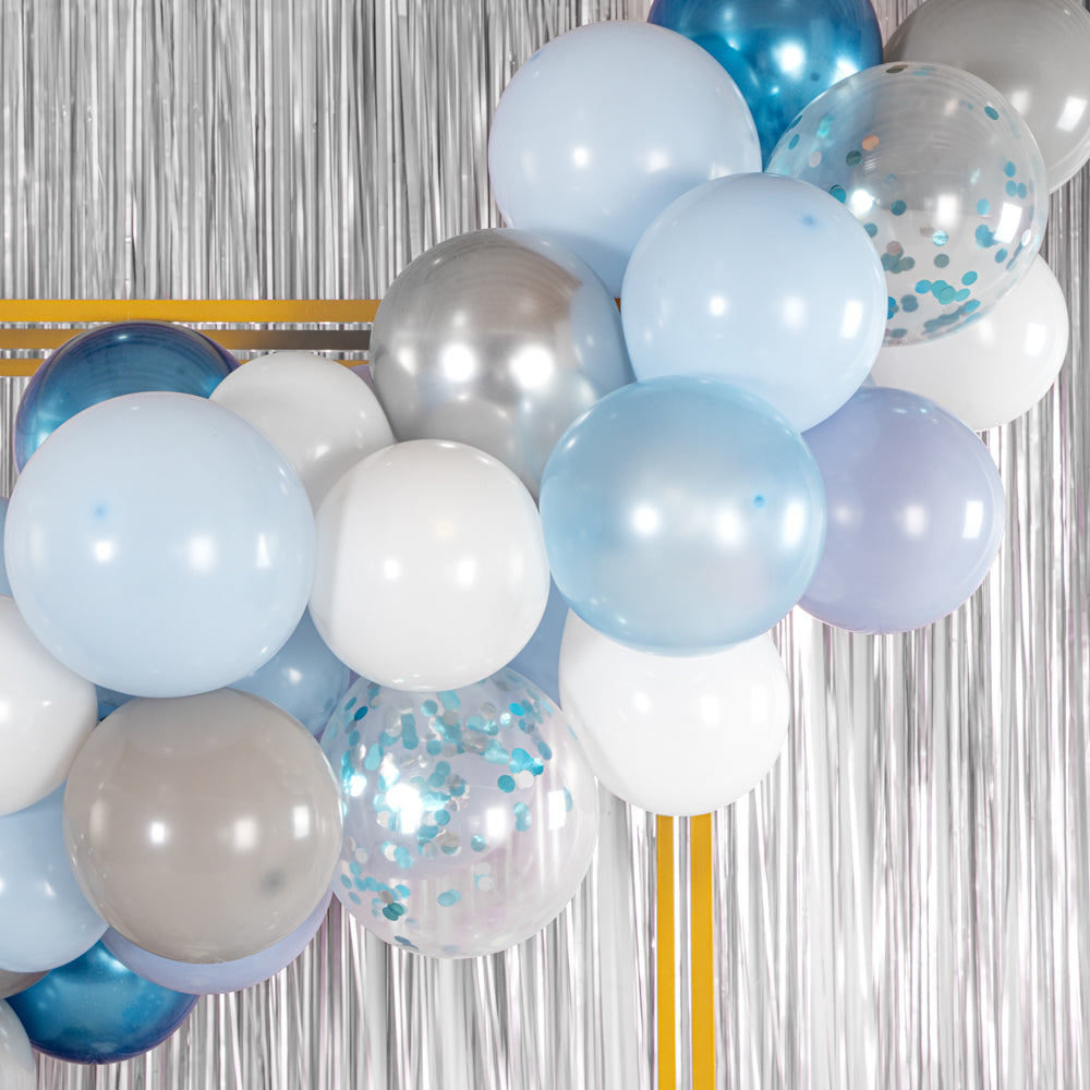 Balloonify Confetti Blue and Gray Balloon Arch / Garland Kit - 129 Pieces - 1 count box
