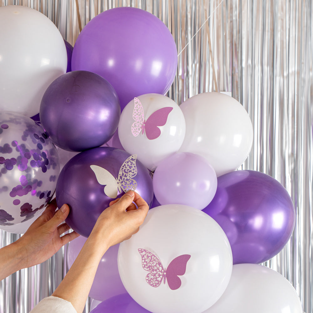 Balloonify Confetti Purple and White Balloon Arch / Garland Kit - 124 Pieces - 1 count box