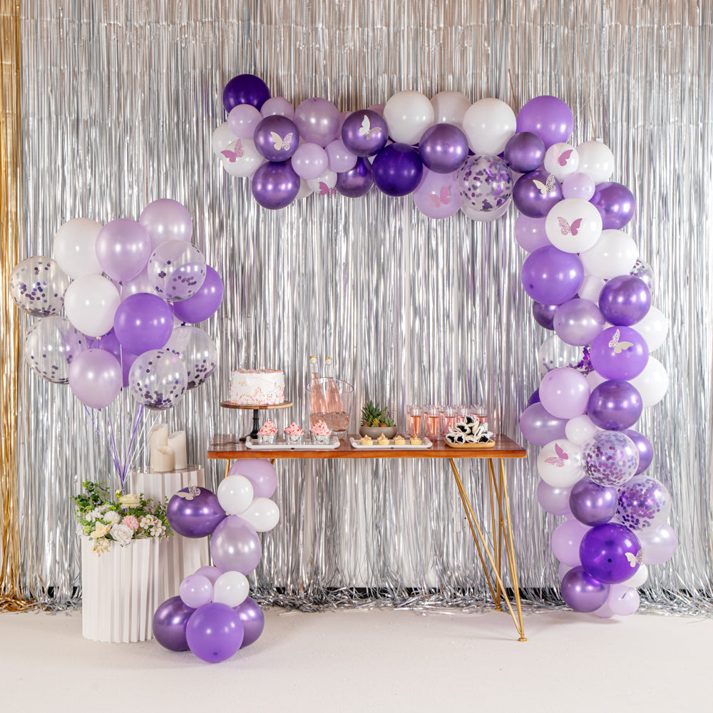 Balloonify Confetti Purple and White Balloon Arch / Garland Kit - 124 Pieces - 1 count box