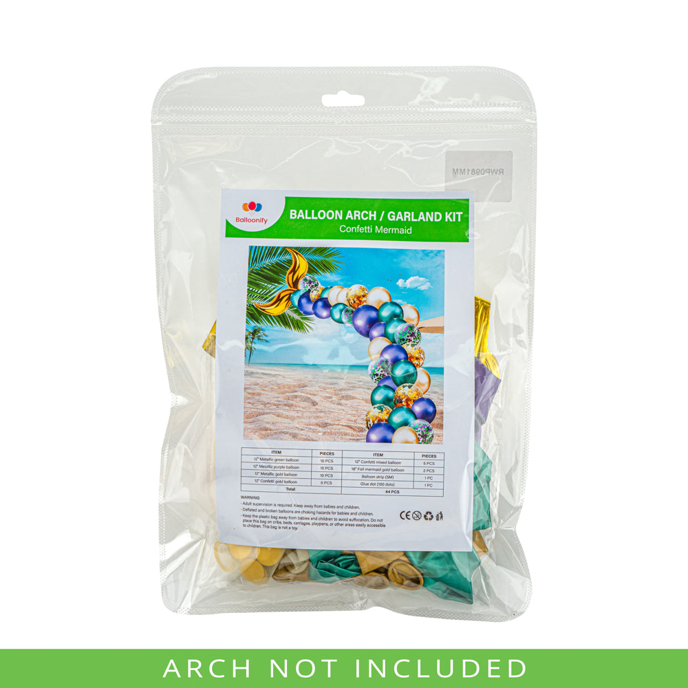 Balloonify Confetti Mermaid Balloon Arch / Garland Kit - 44 Pieces - 1 count box