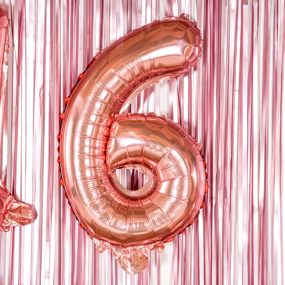 Balloonify Rose Gold Mylar Number 6 Balloon - 16" - 1 count box