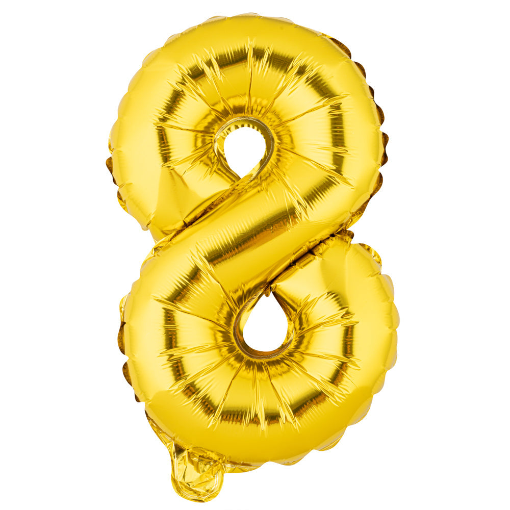 Balloonify Gold Mylar Number 8 Balloon - 16" - 1 count box