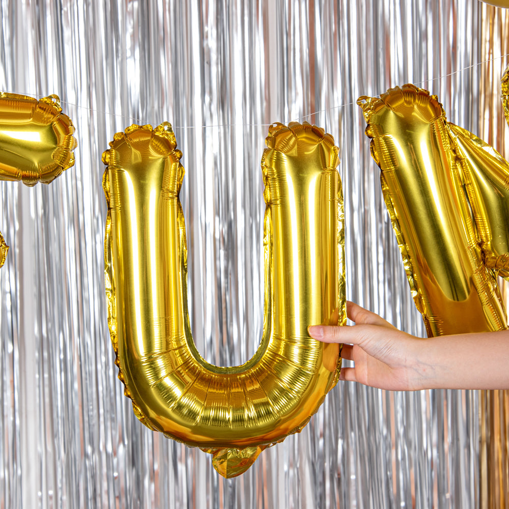 Balloonify Gold Mylar Letter U Balloon - 16" - 1 count box
