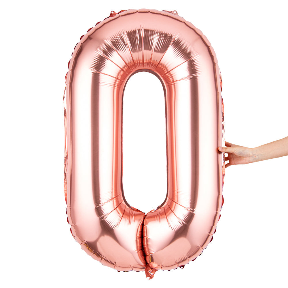 Balloonify Rose Gold Mylar Number 0 Balloon - 40" - 1 count box