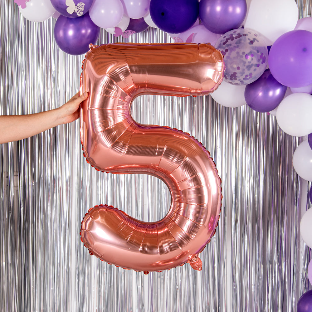 Balloonify Rose Gold Mylar Number 5 Balloon - 40" - 1 count box
