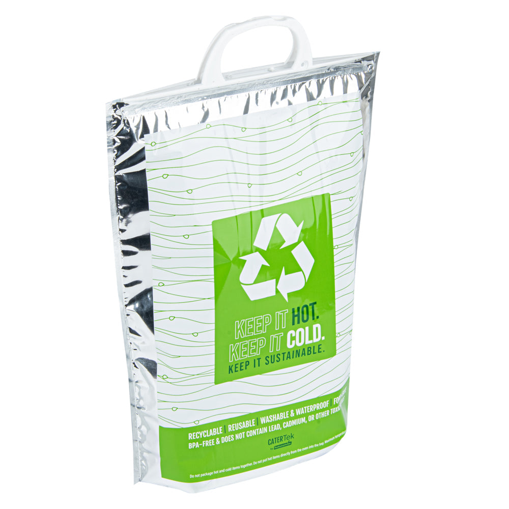 Cater Tek Green and Silver Plastic Thermal Bag - Insulated - 11 3/4" x 6" x 15" - 1 count box