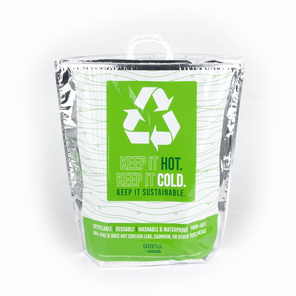 Cater Tek Green and Silver Plastic Thermal Bag - Insulated - 20" x 7" x 20" - 10 count box