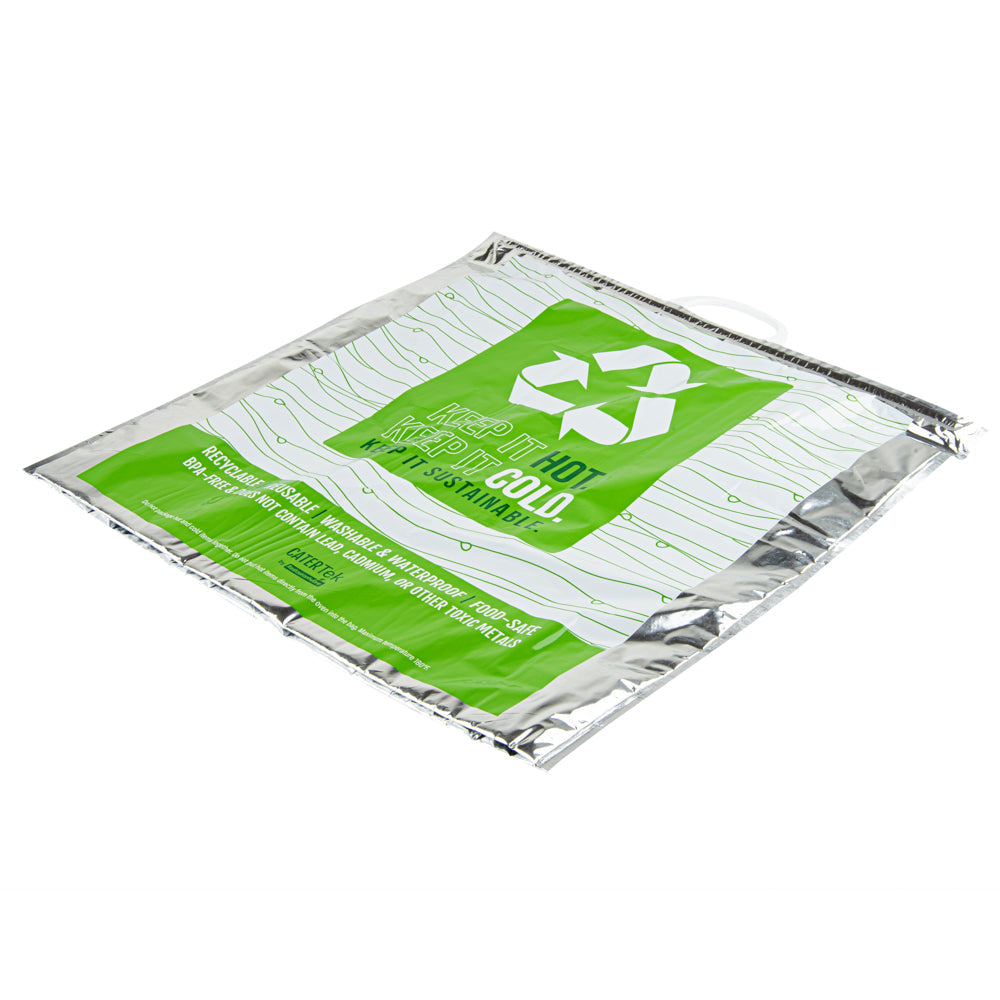 Cater Tek Green and Silver Plastic Thermal Bag - Insulated - 20" x 7" x 20" - 10 count box
