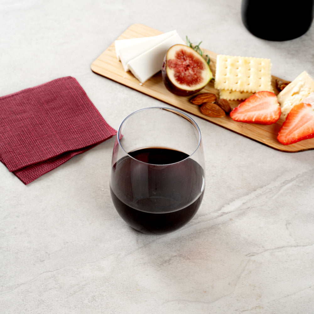 Bev Tek 12 oz Clear Plastic Stemless Wine Glass - 3 1/4" x 3 1/4" x 3 1/2" - 10 count box