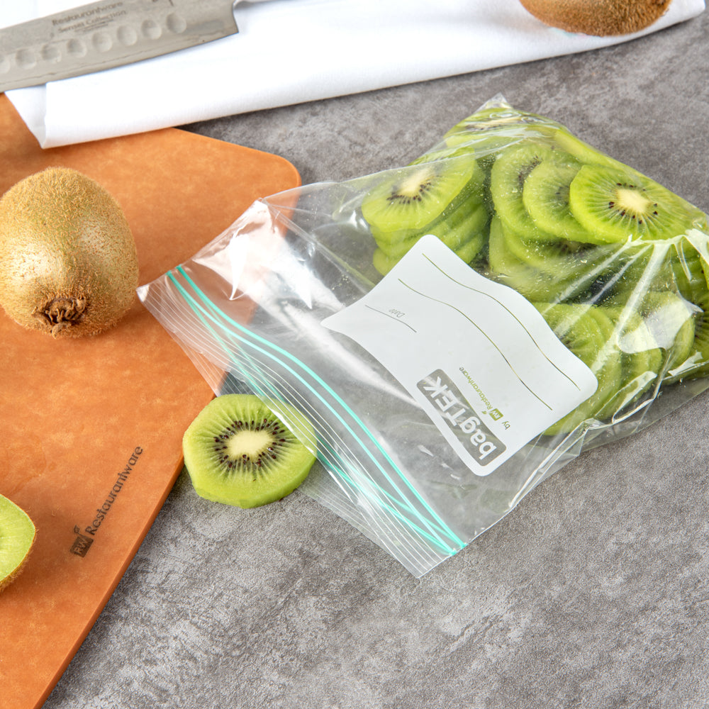 Bag Tek 1 qt Clear Plastic Zip Bag - Double Zipper, Write-On Label, BPA-Free - 7 1/2" x 7" - 25 count box