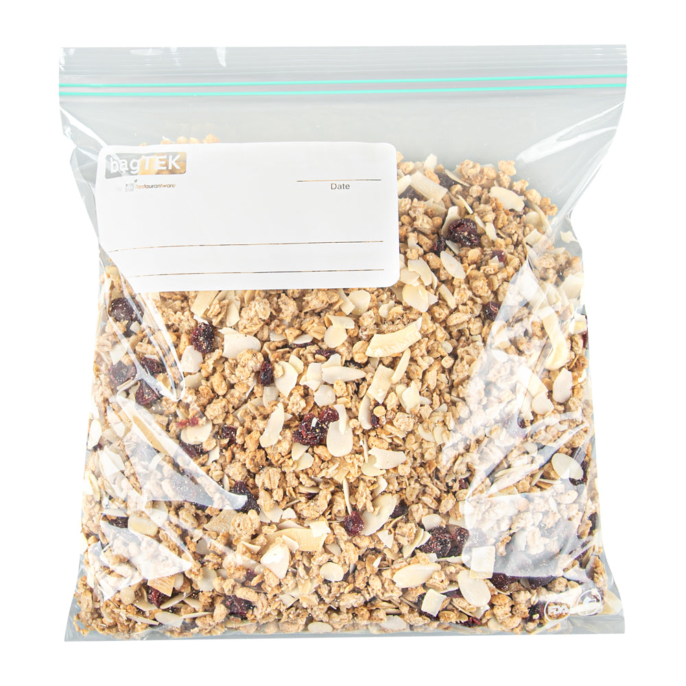Bag Tek 1 gal Clear Plastic Zip Bag - Double Zipper, Write-On Label, BPA-Free - 10 3/4" x 10 1/2" - 25 count box