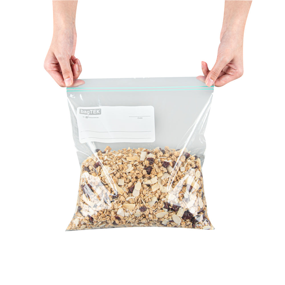 Bag Tek 1 gal Clear Plastic Zip Bag - Double Zipper, Write-On Label, BPA-Free - 10 3/4" x 10 1/2" - 25 count box