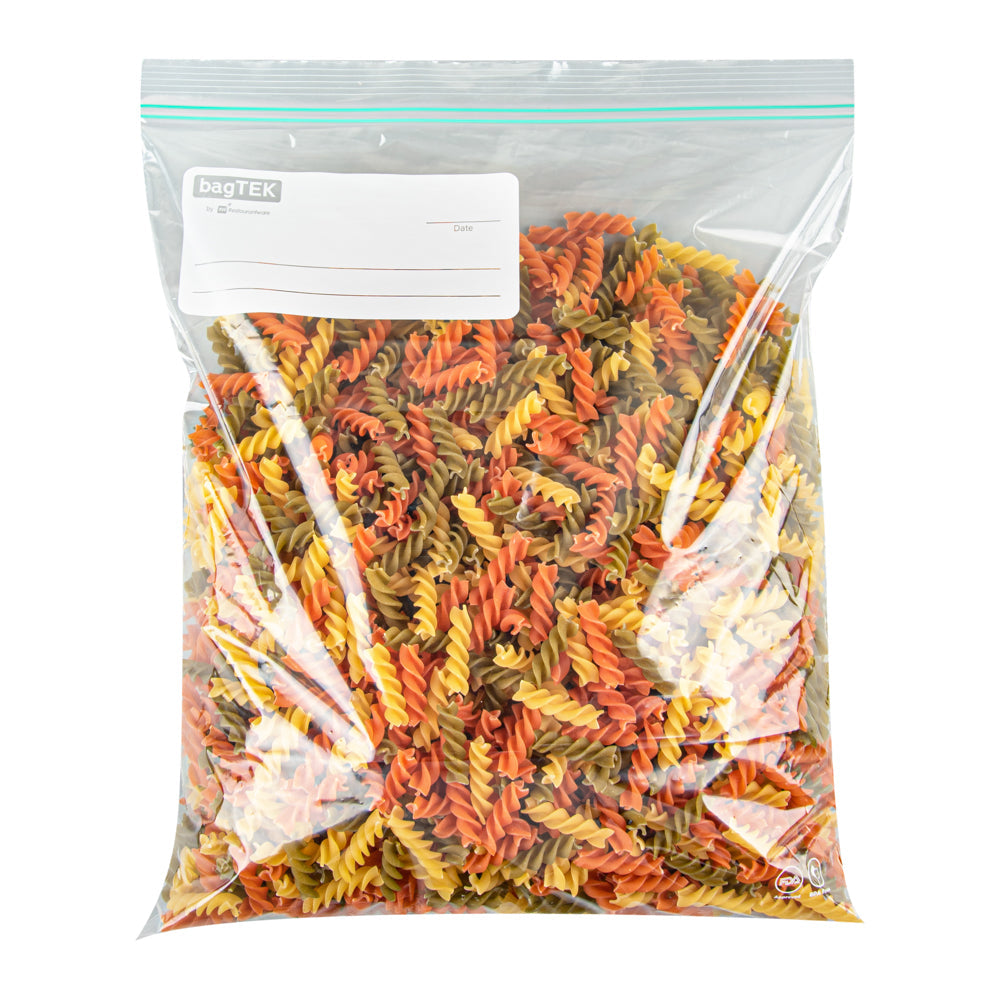 Bag Tek 2 gal Clear Plastic Zip Bag - Double Zipper, Write-On Label, BPA-Free - 15" x 13" - 25 count box