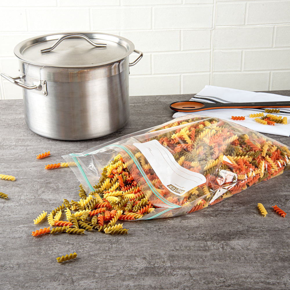 Bag Tek 2 gal Clear Plastic Zip Bag - Double Zipper, Write-On Label, BPA-Free - 15" x 13" - 1000 count box