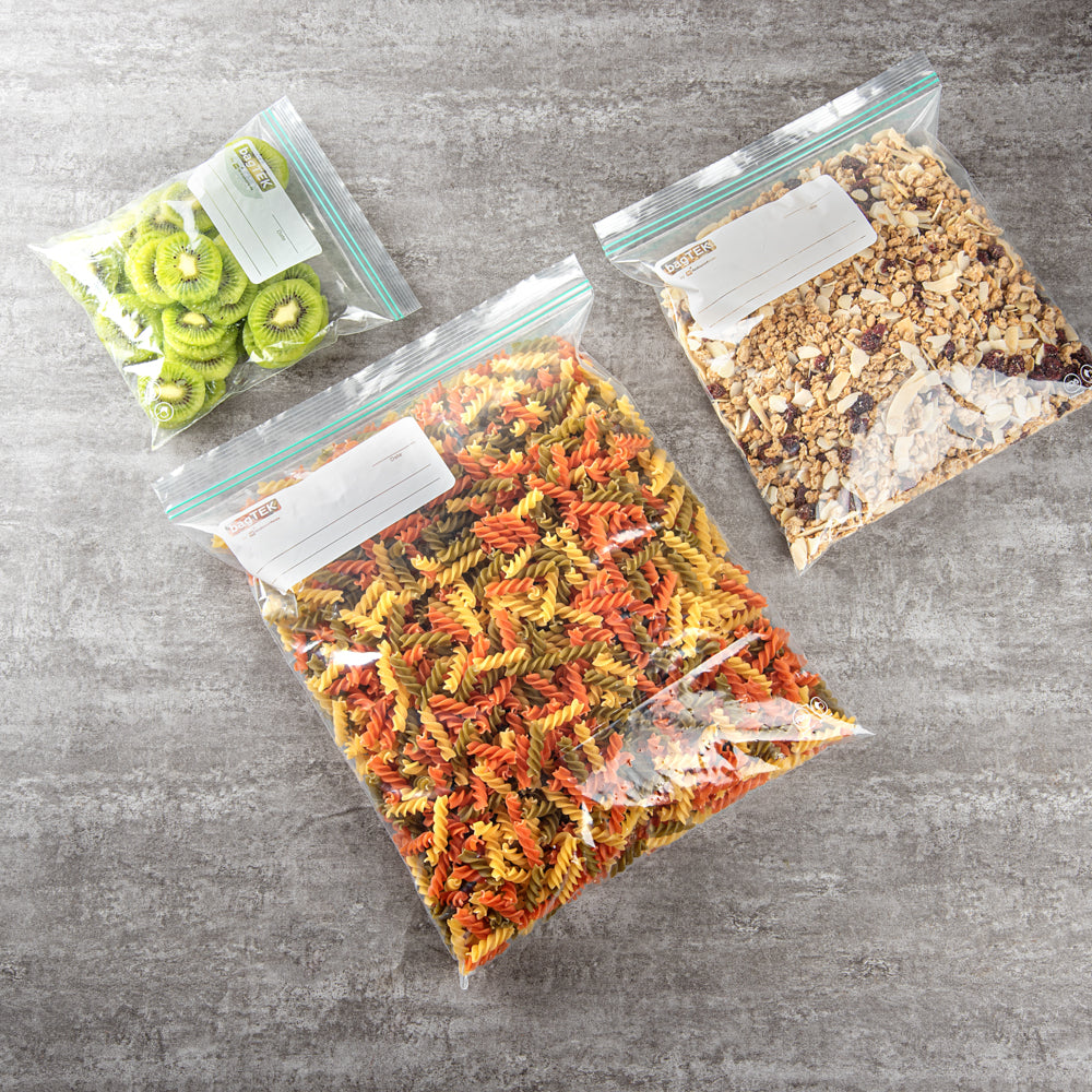 Bag Tek 2 gal Clear Plastic Zip Bag - Double Zipper, Write-On Label, BPA-Free - 15" x 13" - 1000 count box