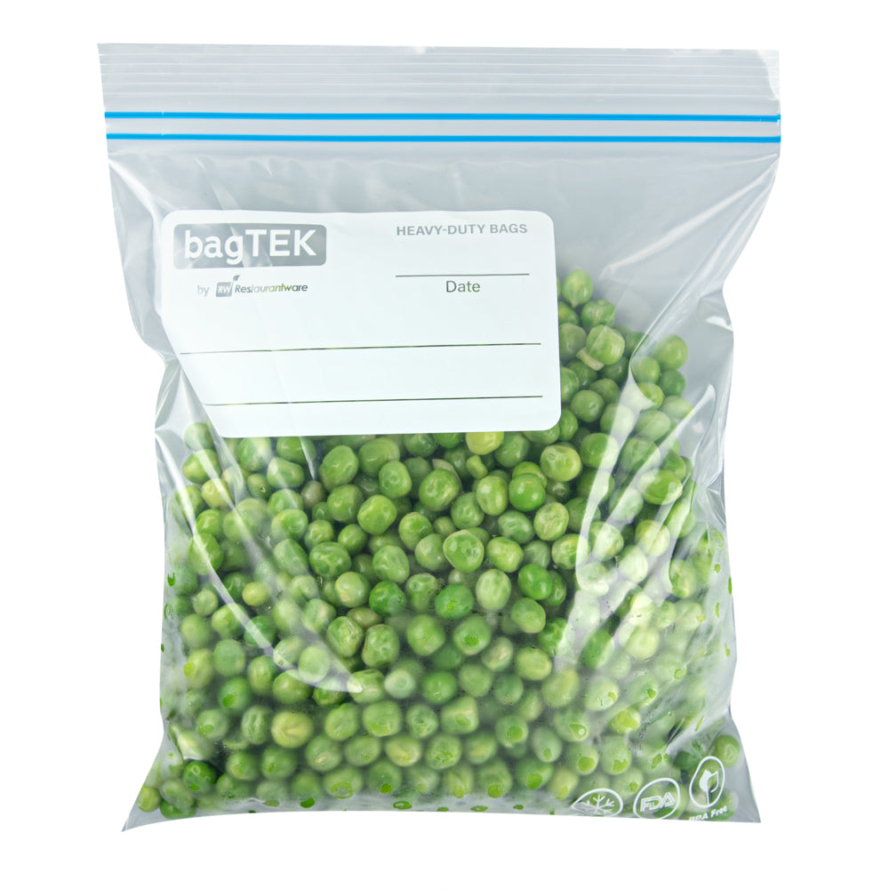 Bag Tek 1 qt Clear Plastic Freezer Bag - Double Zipper, Write-On Label, BPA-Free - 7 1/2" x 7" - 25 count box
