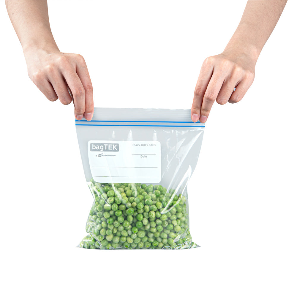 Bag Tek 1 qt Clear Plastic Freezer Bag - Double Zipper, Write-On Label, BPA-Free - 7 1/2" x 7" - 1000 count box