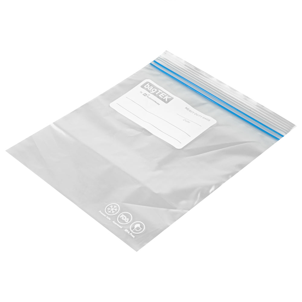 Bag Tek 1 qt Clear Plastic Freezer Bag - Double Zipper, Write-On Label, BPA-Free - 7 1/2" x 7" - 1000 count box