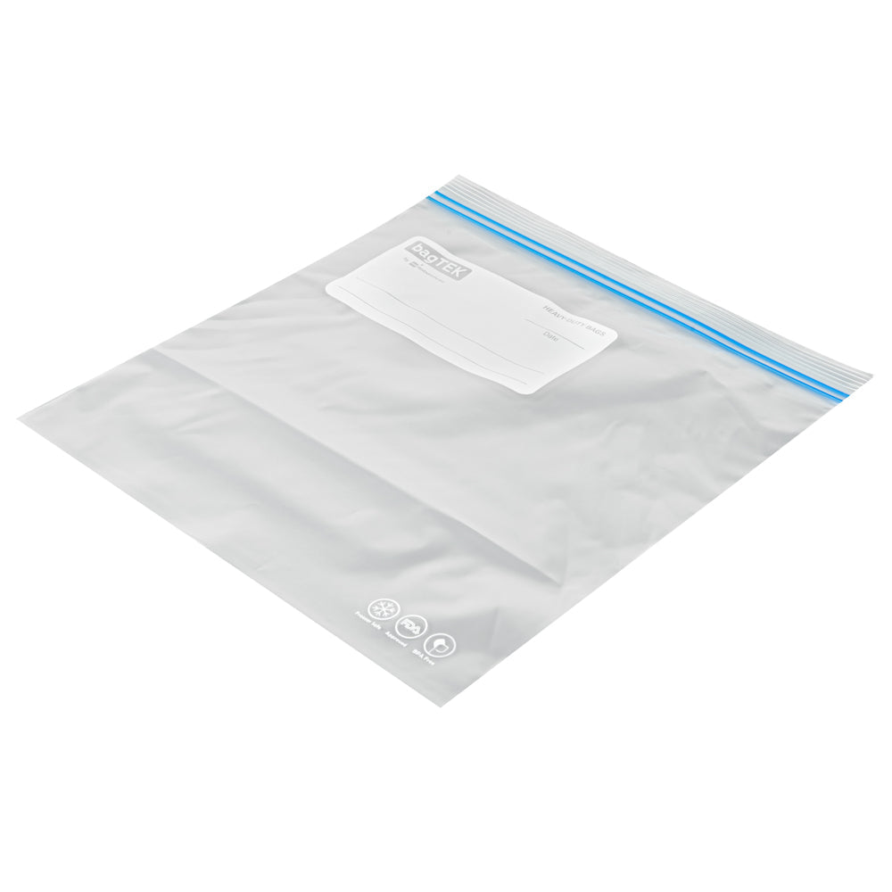 Bag Tek 1 gal Clear Plastic Freezer Bag - Double Zipper, Write-On Label, BPA-Free - 10 3/4" x 10 1/2" - 25 count box