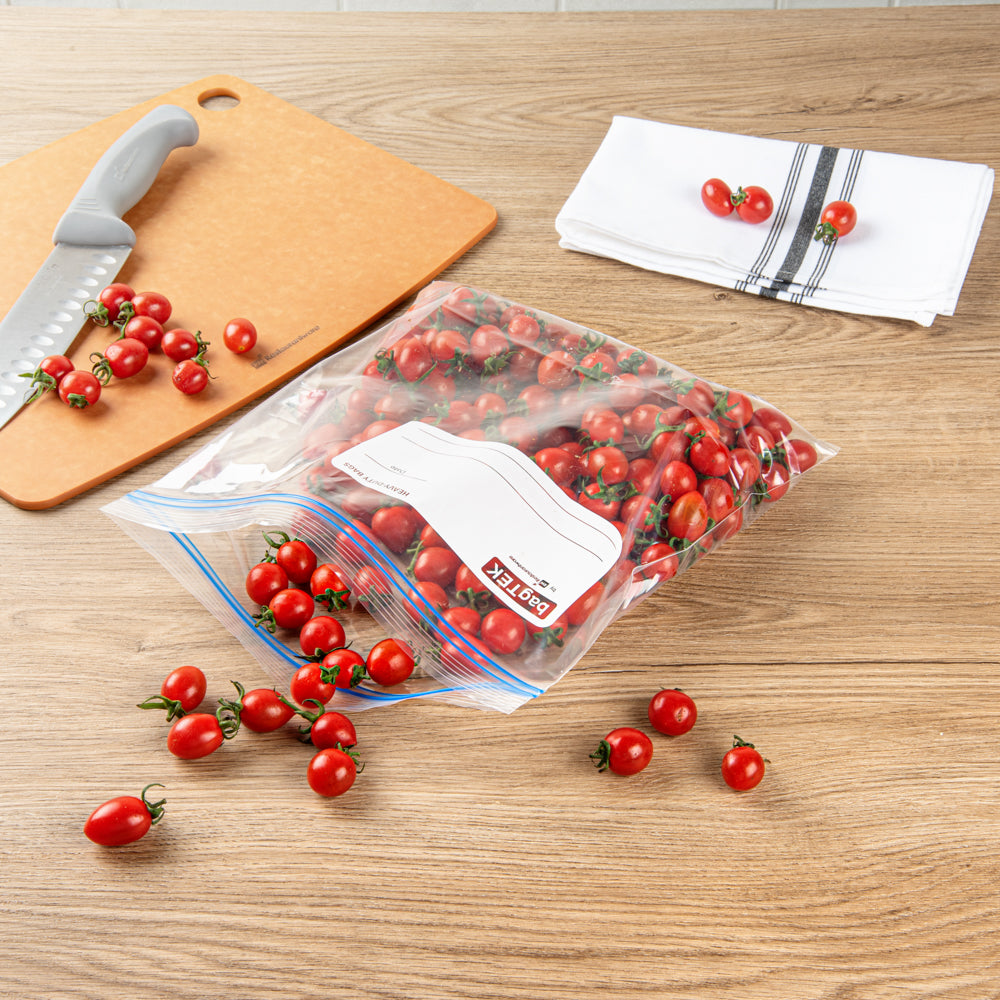 Bag Tek 1 gal Clear Plastic Freezer Bag - Double Zipper, Write-On Label, BPA-Free - 10 3/4" x 10 1/2" - 25 count box