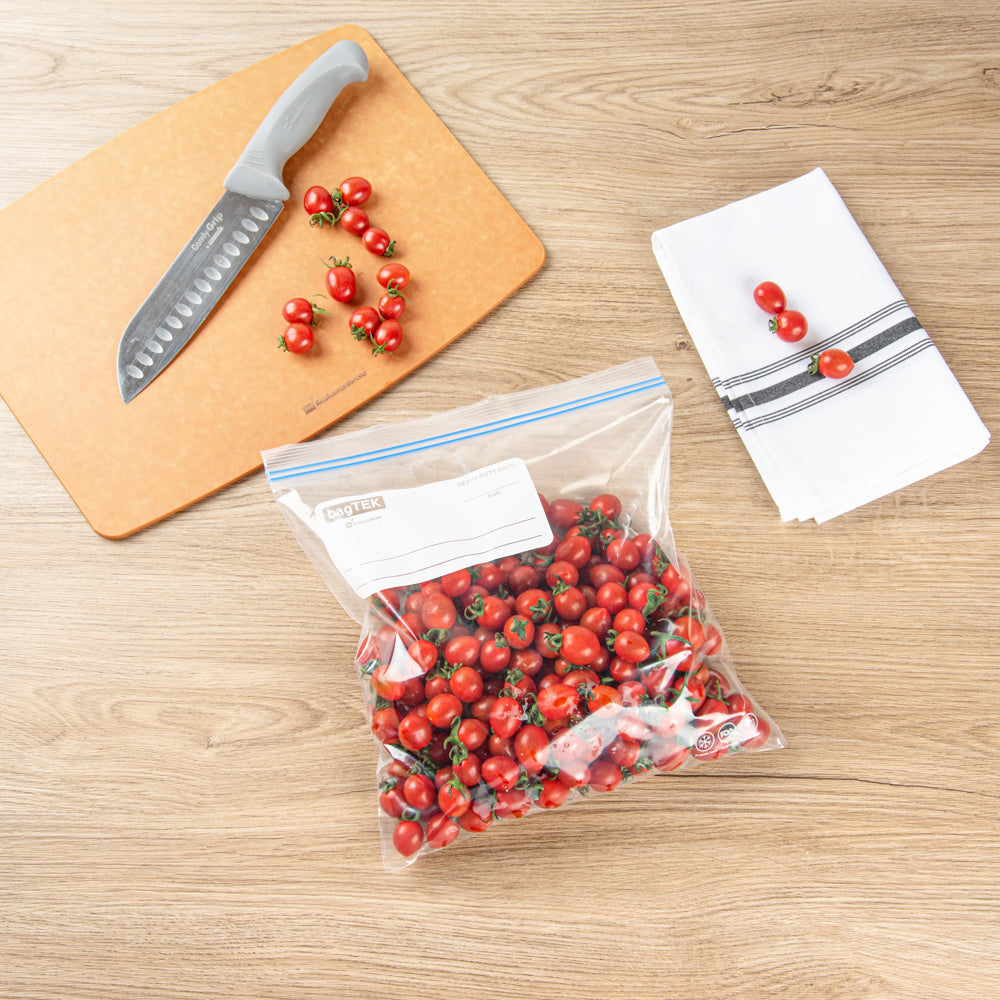 Bag Tek 1 gal Clear Plastic Freezer Bag - Double Zipper, Write-On Label, BPA-Free - 10 3/4" x 10 1/2" - 1000 count box