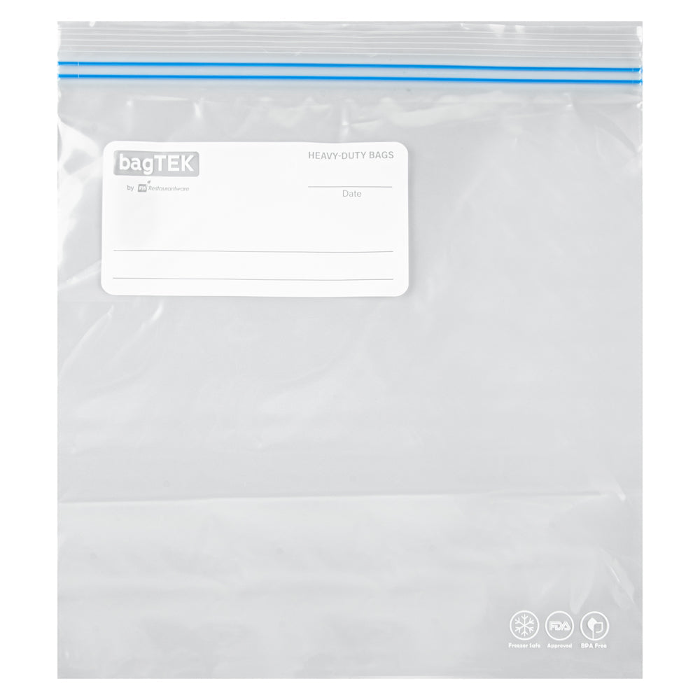 Bag Tek 1 gal Clear Plastic Freezer Bag - Double Zipper, Write-On Label, BPA-Free - 10 3/4" x 10 1/2" - 1000 count box