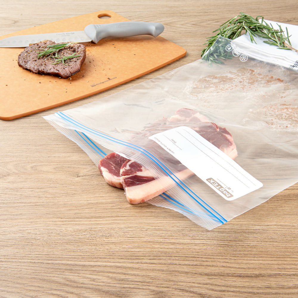 Bag Tek 2 gal Clear Plastic Freezer Bag - Double Zipper, Write-On Label, BPA-Free - 15" x 13" - 25 count box