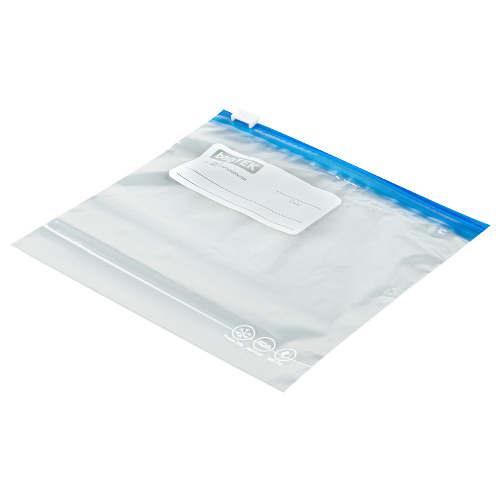 Bag Tek Pint Size Clear Plastic Slider Freezer Bag - Expandable Bottom, Write-On Label, BPA-Free - 6 1/2" x 1 1/4" x 6" - 25 count box