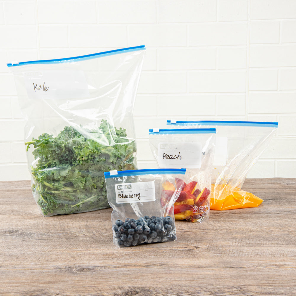 Bag Tek Pint Size Clear Plastic Slider Freezer Bag - Expandable Bottom, Write-On Label, BPA-Free - 6 1/2" x 1 1/4" x 6" - 25 count box