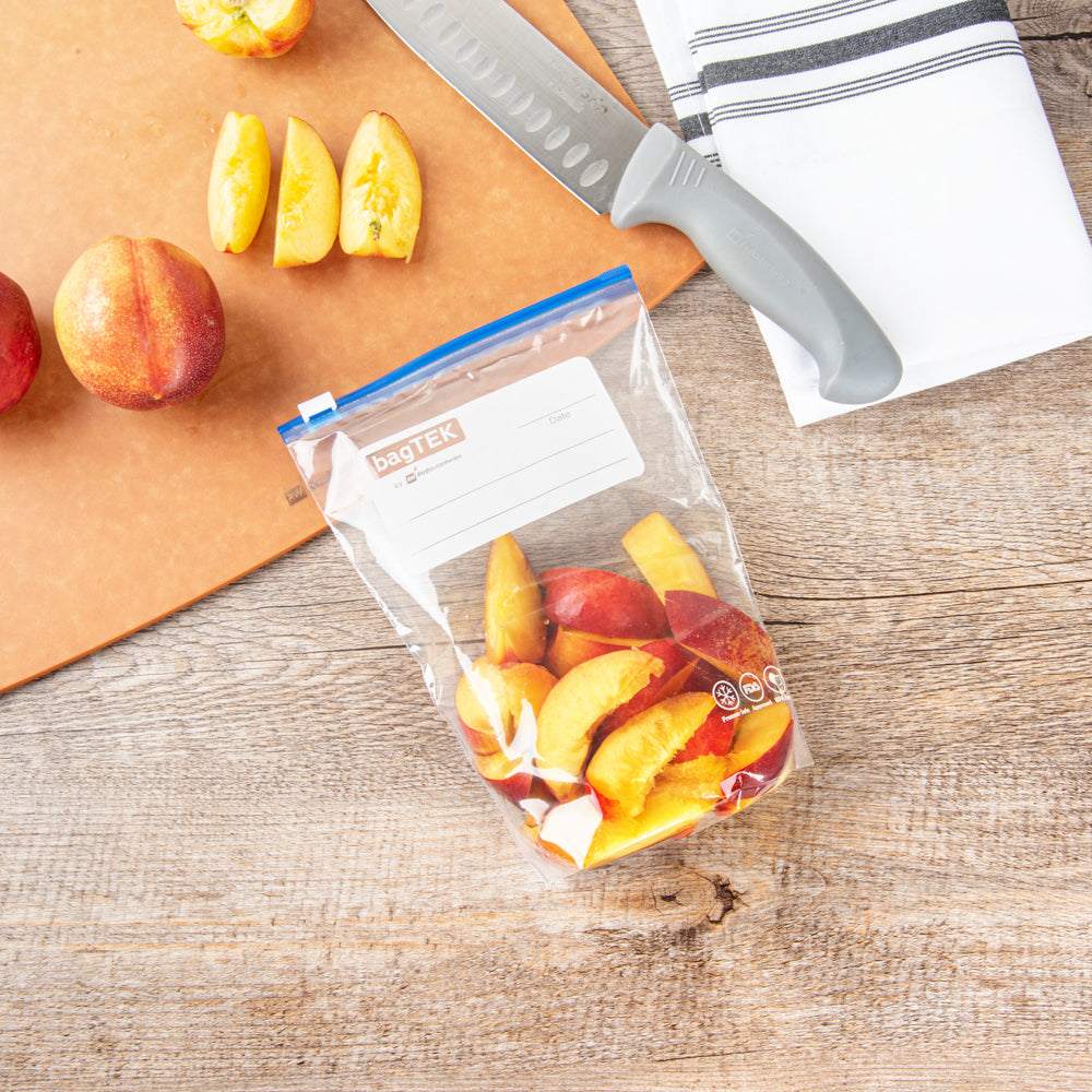 Bag Tek 1 qt Clear Plastic Slider Freezer Bag - Expandable Bottom, Write-On Label, BPA-Free - 6" x 2 1/4" x 8" - 25 count box
