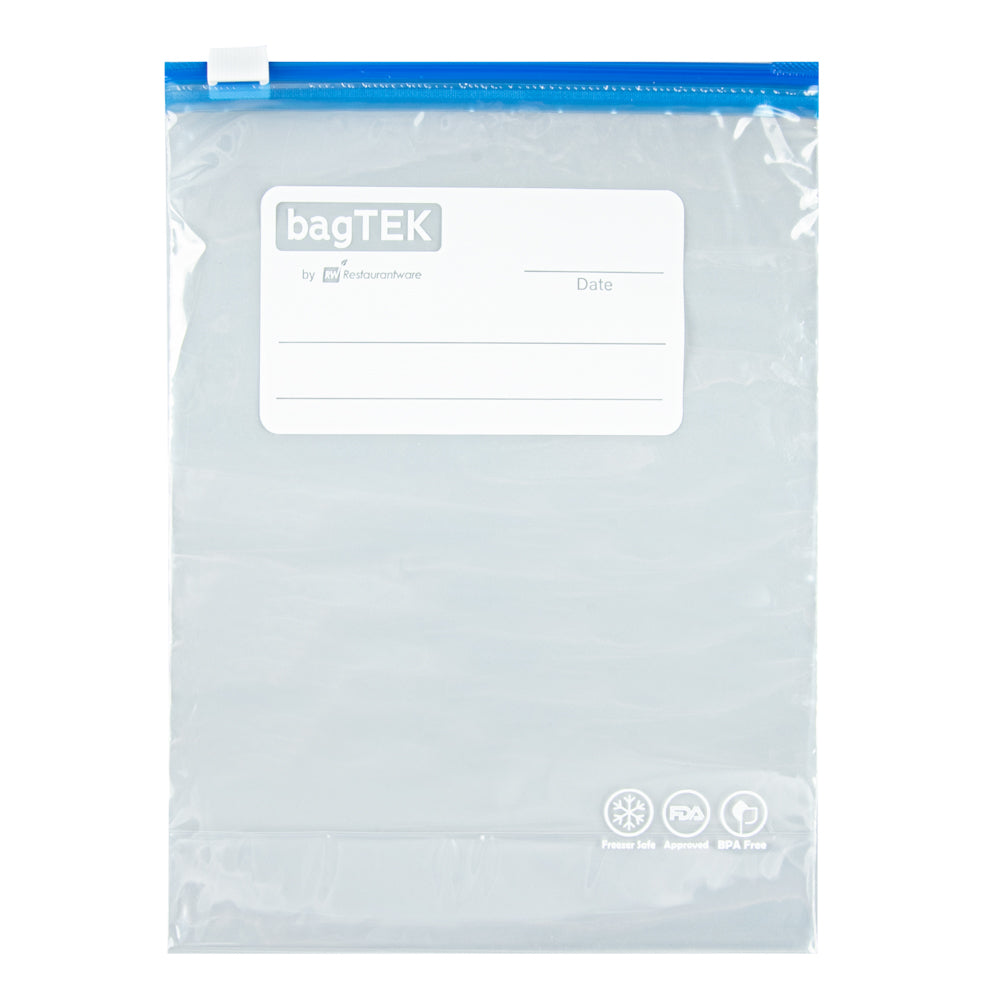 Bag Tek 1 qt Clear Plastic Slider Freezer Bag - Expandable Bottom, Write-On Label, BPA-Free - 6" x 2 1/4" x 8" - 25 count box