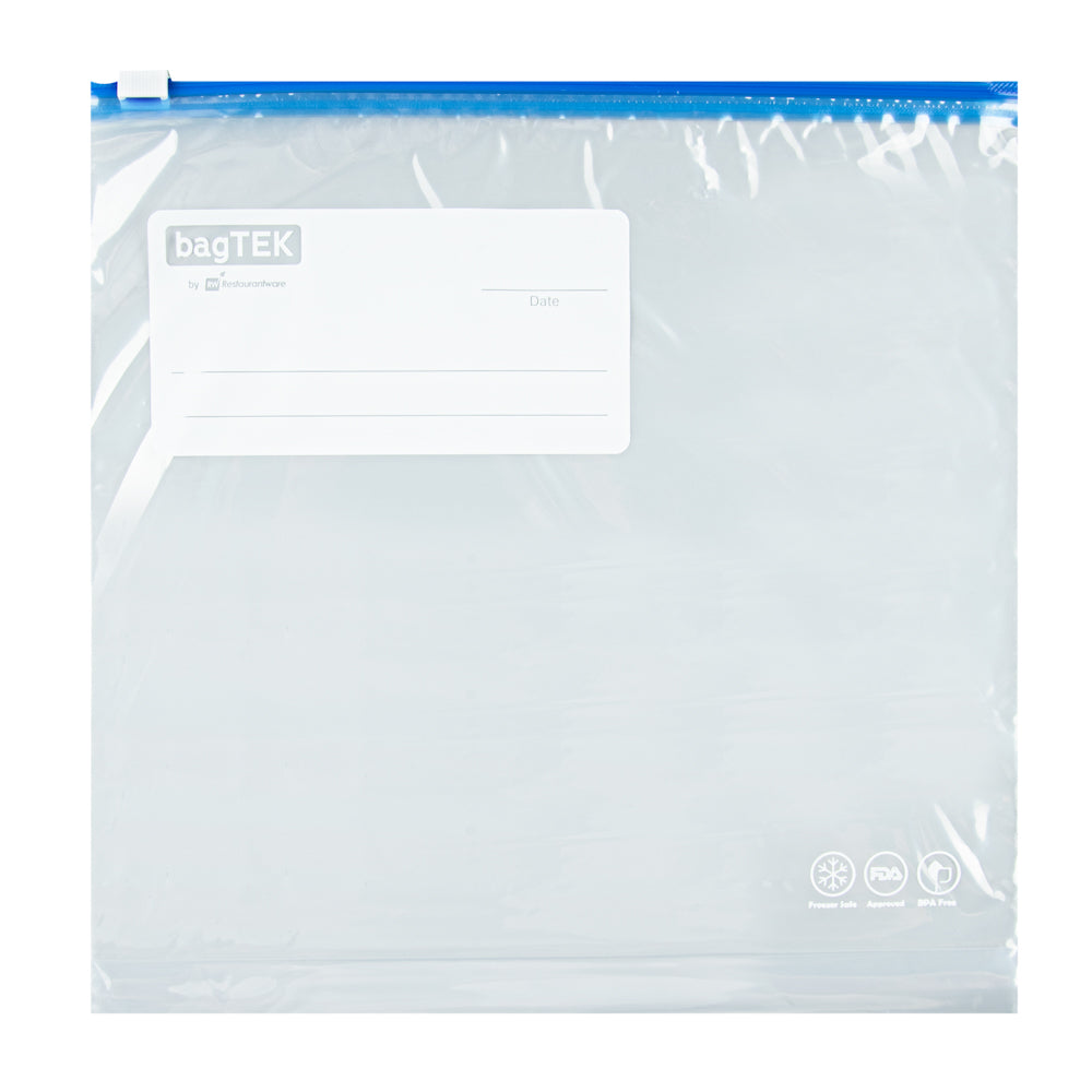 Bag Tek 1 gal Clear Plastic Slider Freezer Bag - Expandable Bottom, Write-On Label, BPA-Free - 9 1/2" x 3" x 10 1/2" - 1000 count box