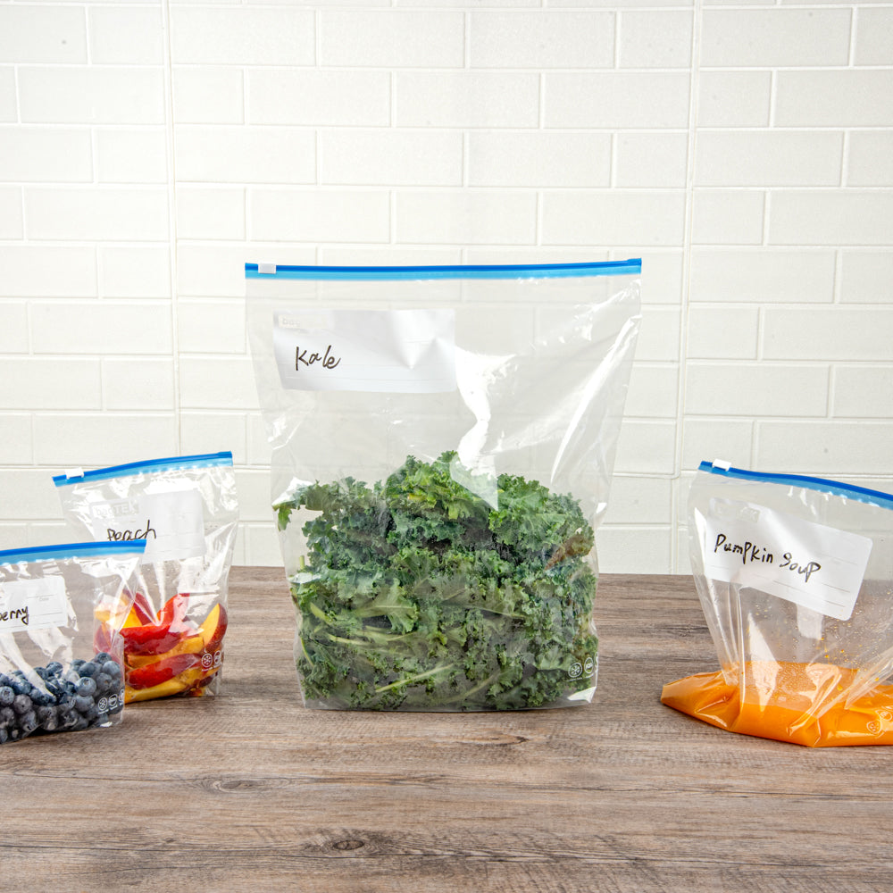 Bag Tek 2 gal Clear Plastic Slider Freezer Bag - Expandable Bottom, Write-On Label, BPA-Free - 13" x 5" x 15" - 1000 count box