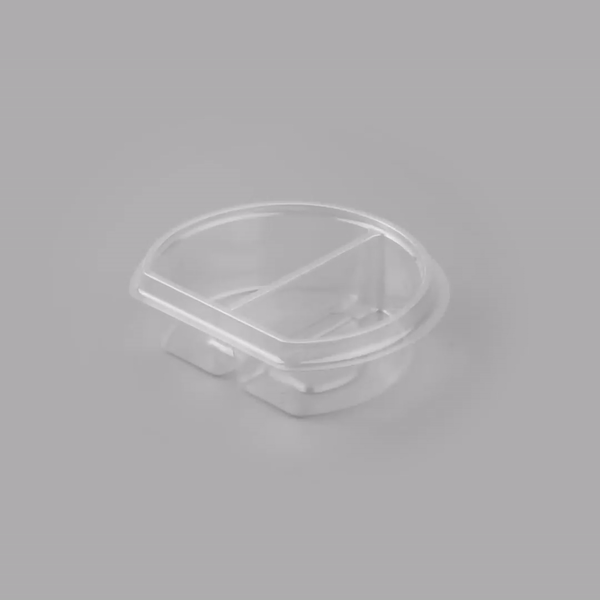 Tamper Tek 4 oz Clear Plastic Insert - Fits 11 oz Parfait Cup, 2 Compartments - 3 3/4" x 3 1/4" x 1 1/4" - 100 count box